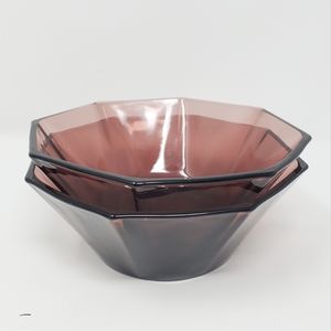VTG Hazel Atlas Octagon Moroccan Amethyst Berry Bowls, set of 2
